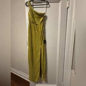 Lulu's Chartreuse Pleated Dress